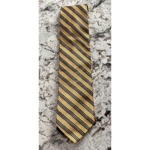 Tommy Hilfiger Mens Neck Tie 100% Silk Designer Dark Yellow With Blue Accent